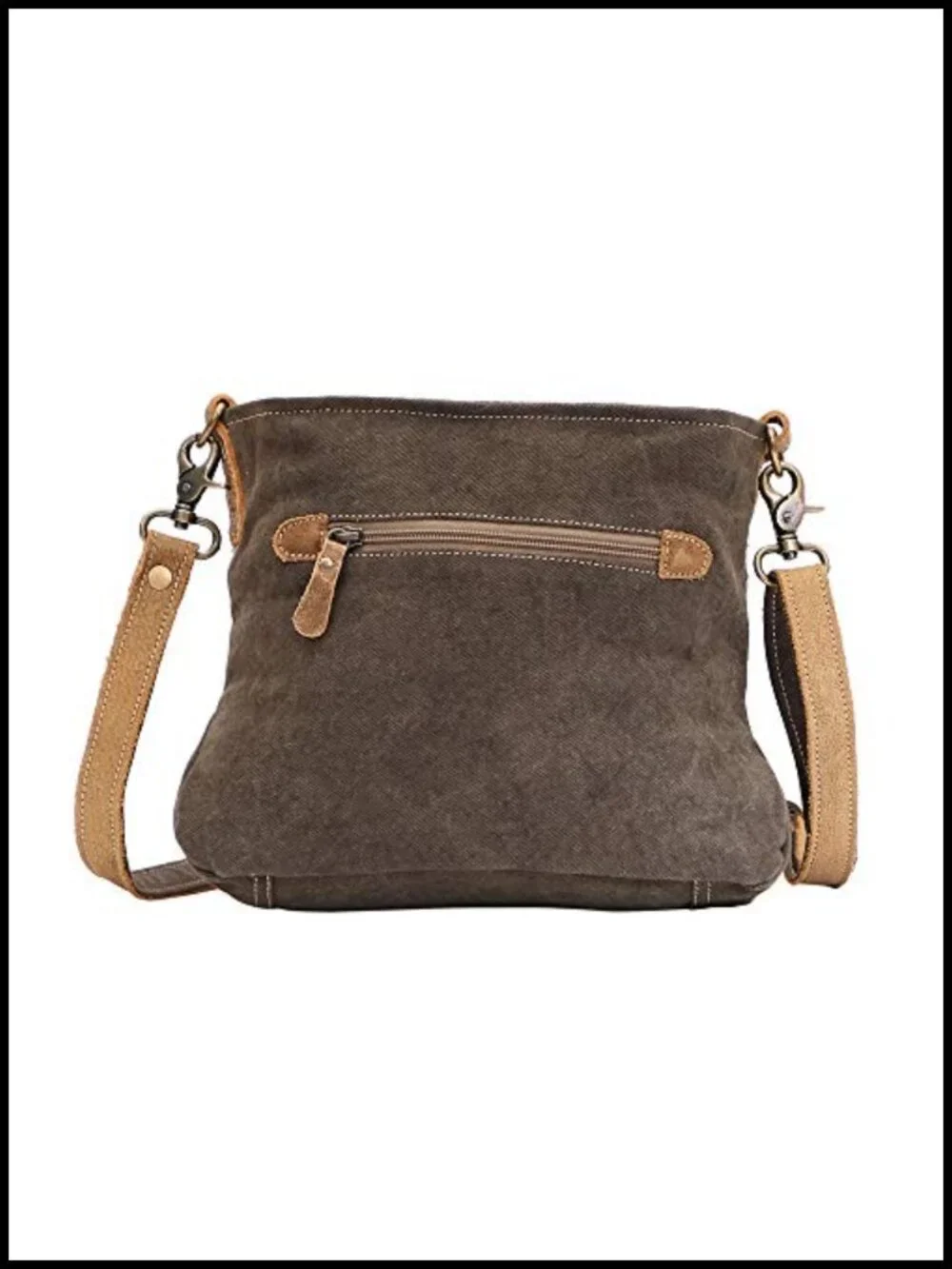 Genuine Leather and Canvas Floral Purse with Flower Print